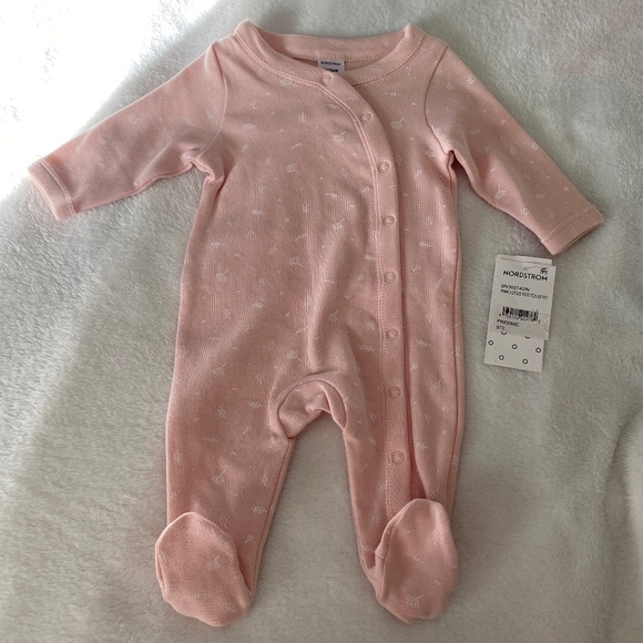 Nordstrom Premie One-Piece Blush Pink and White Footie  NWT - Picture 1 of 5